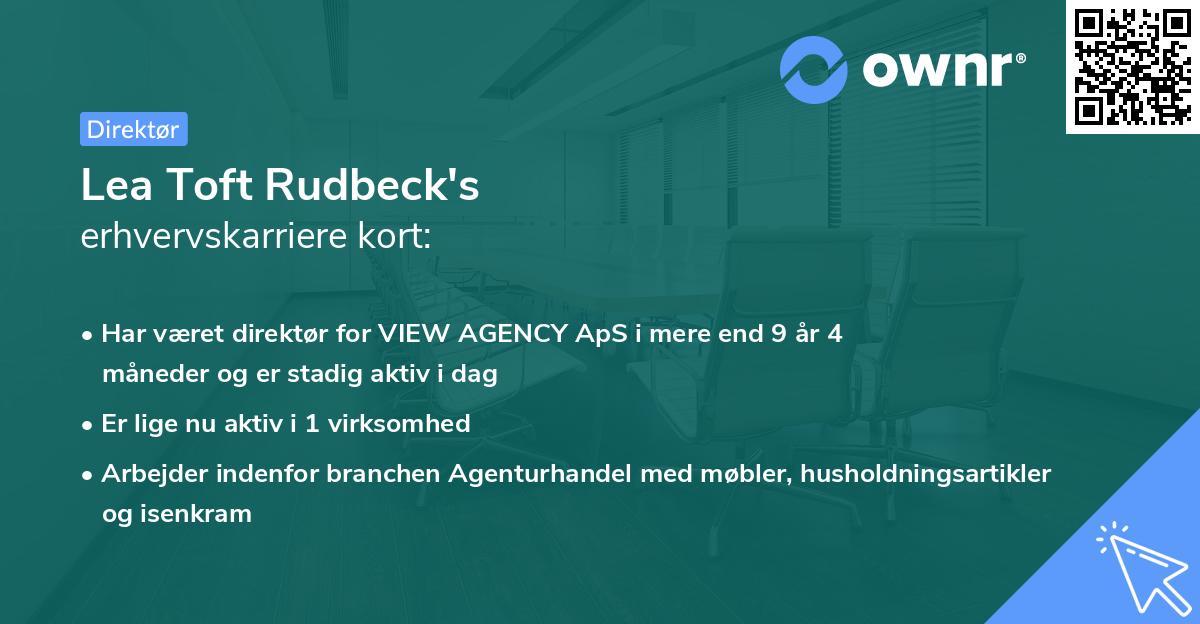 Lea Toft Rudbeck's erhvervskarriere kort