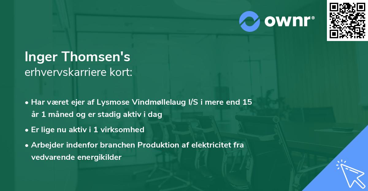 Inger Thomsen's erhvervskarriere kort