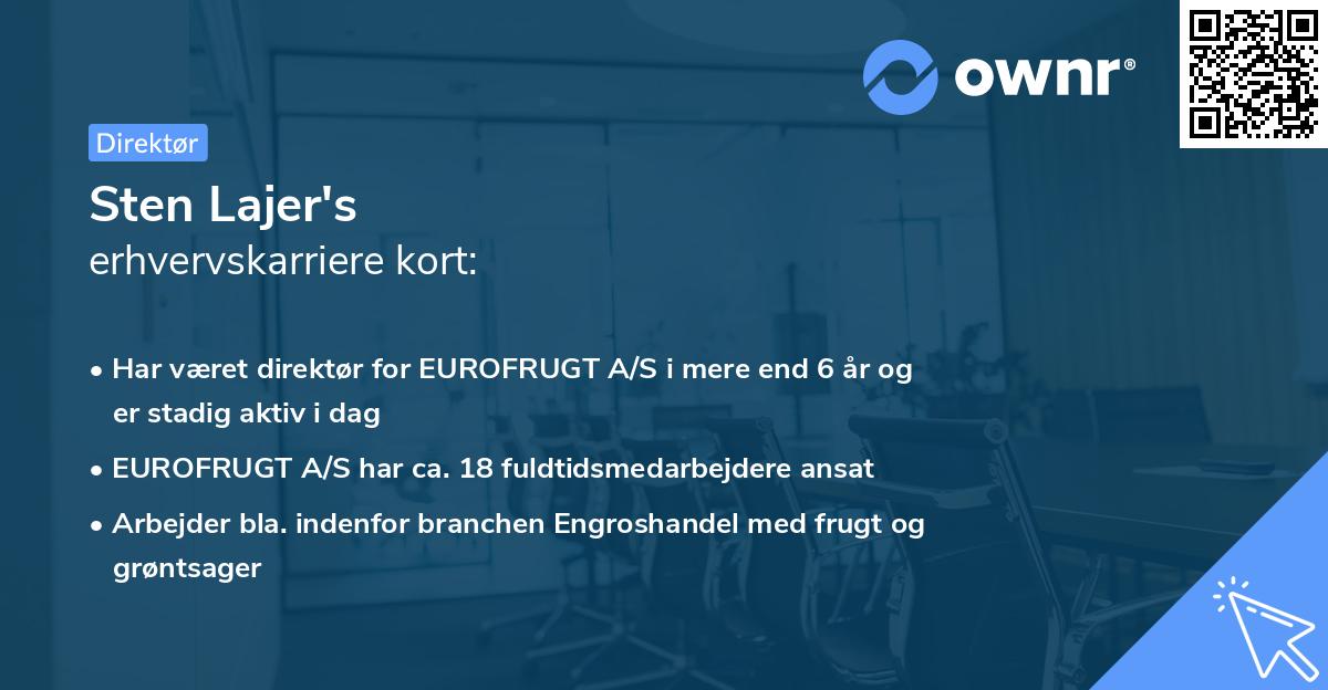 Sten Lajer's erhvervskarriere kort