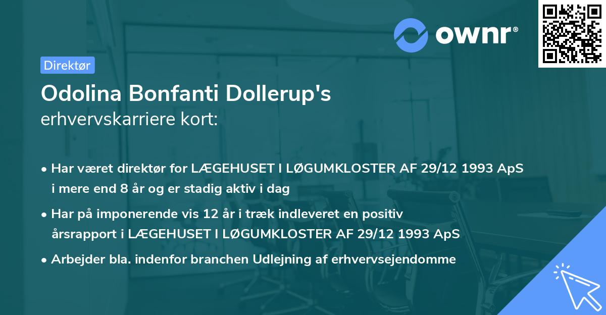 Odolina Bonfanti Dollerup's erhvervskarriere kort