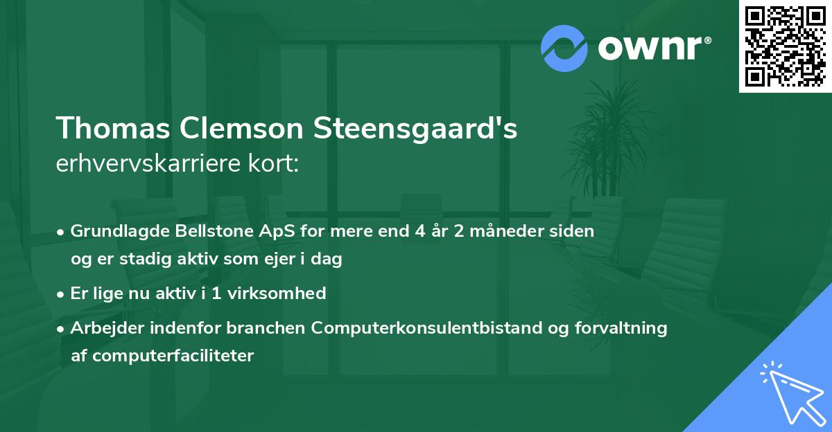 Thomas Clemson Steensgaard's erhvervskarriere kort