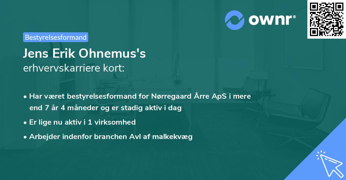 Jens Erik Ohnemus's erhvervskarriere kort