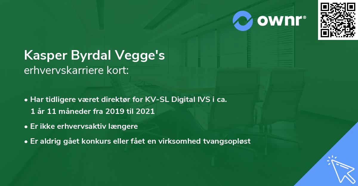 Kasper Byrdal Vegge's erhvervskarriere kort