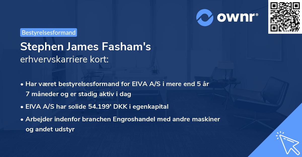 Stephen James Fasham's erhvervskarriere kort