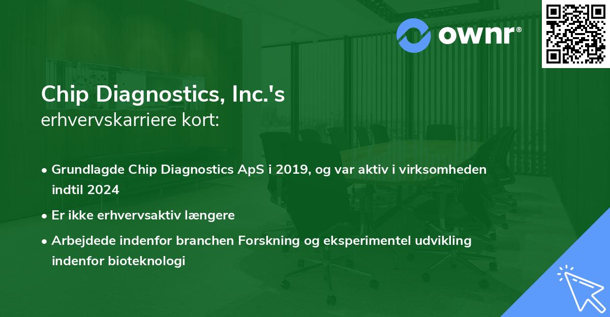 Chip Diagnostics, Inc.'s erhvervskarriere kort