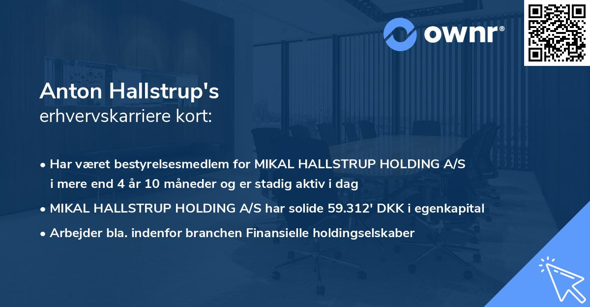 Anton Hallstrup's erhvervskarriere kort