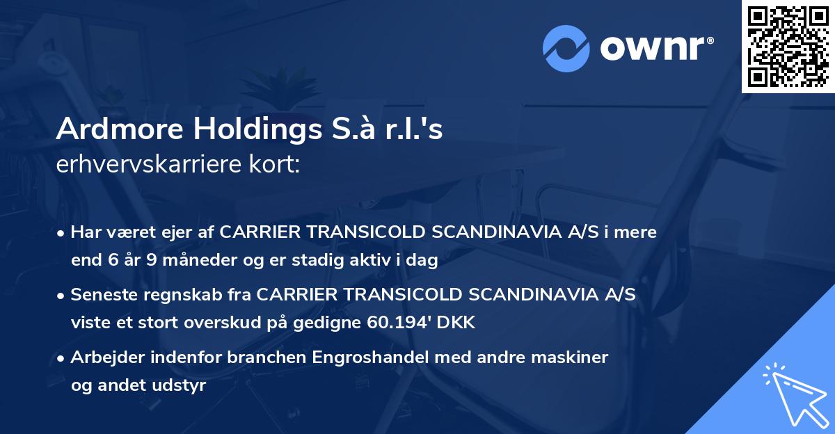 Ardmore Holdings S.à r.l.'s erhvervskarriere kort