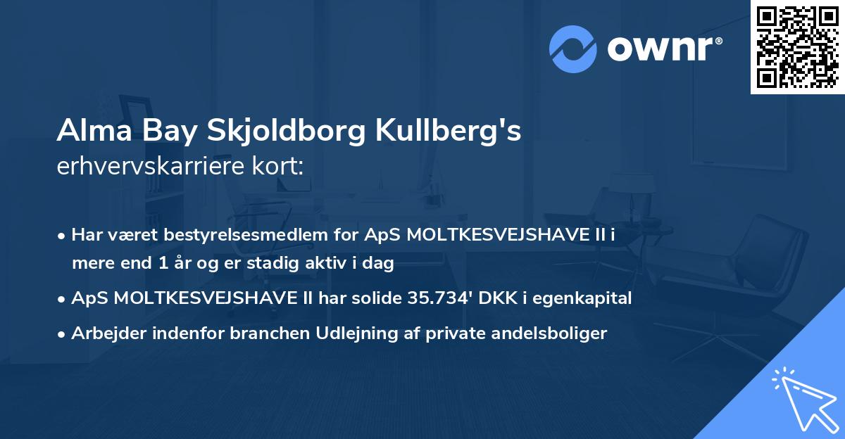 Alma Bay Skjoldborg Kullberg's erhvervskarriere kort
