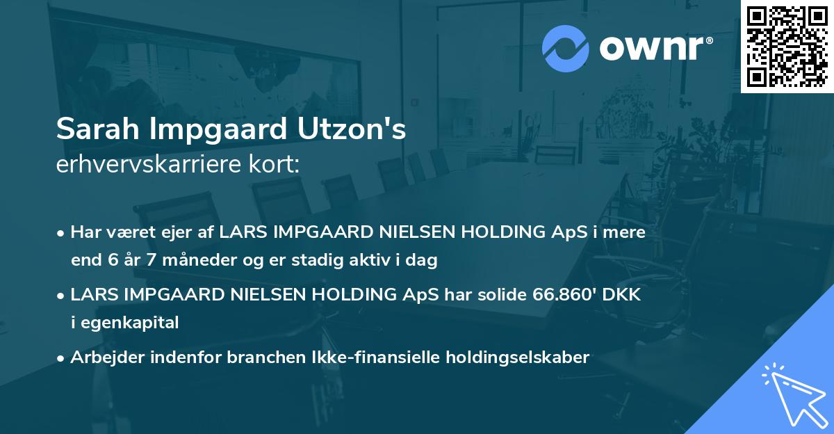 Sarah Impgaard Utzon's erhvervskarriere kort