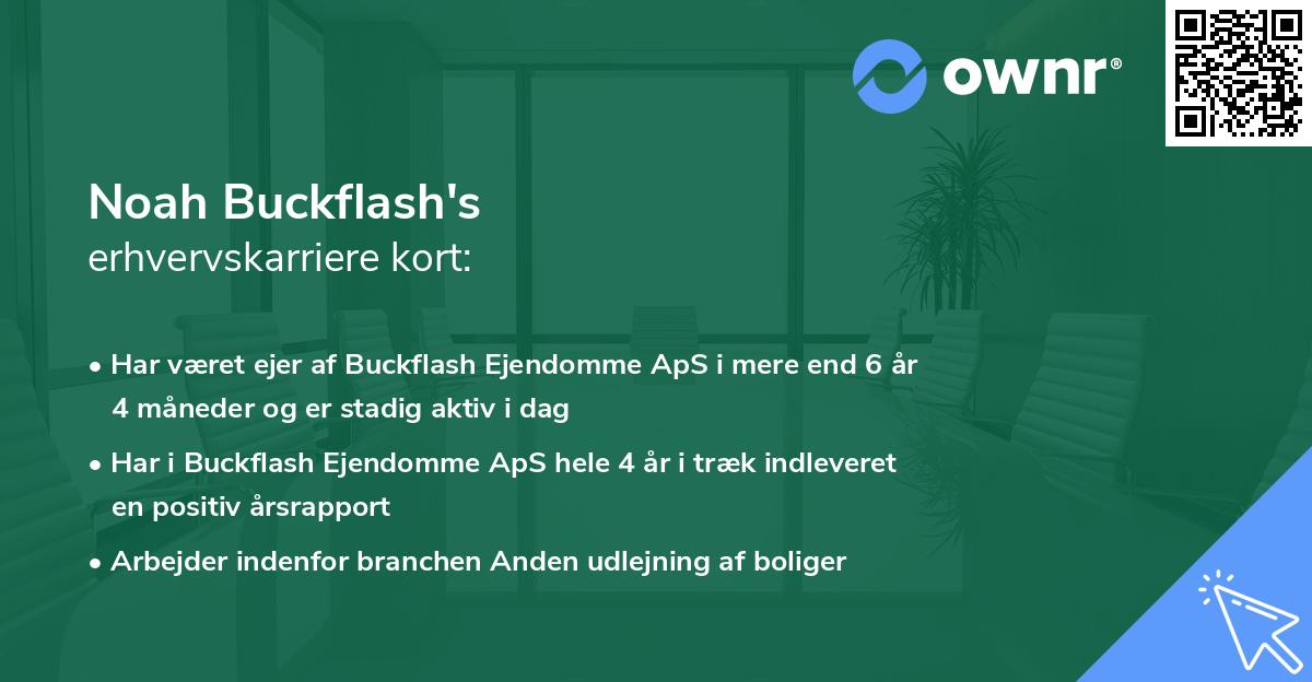 Noah Buckflash's erhvervskarriere kort