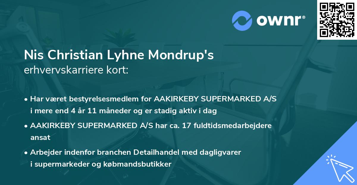 Nis Christian Lyhne Mondrup's erhvervskarriere kort