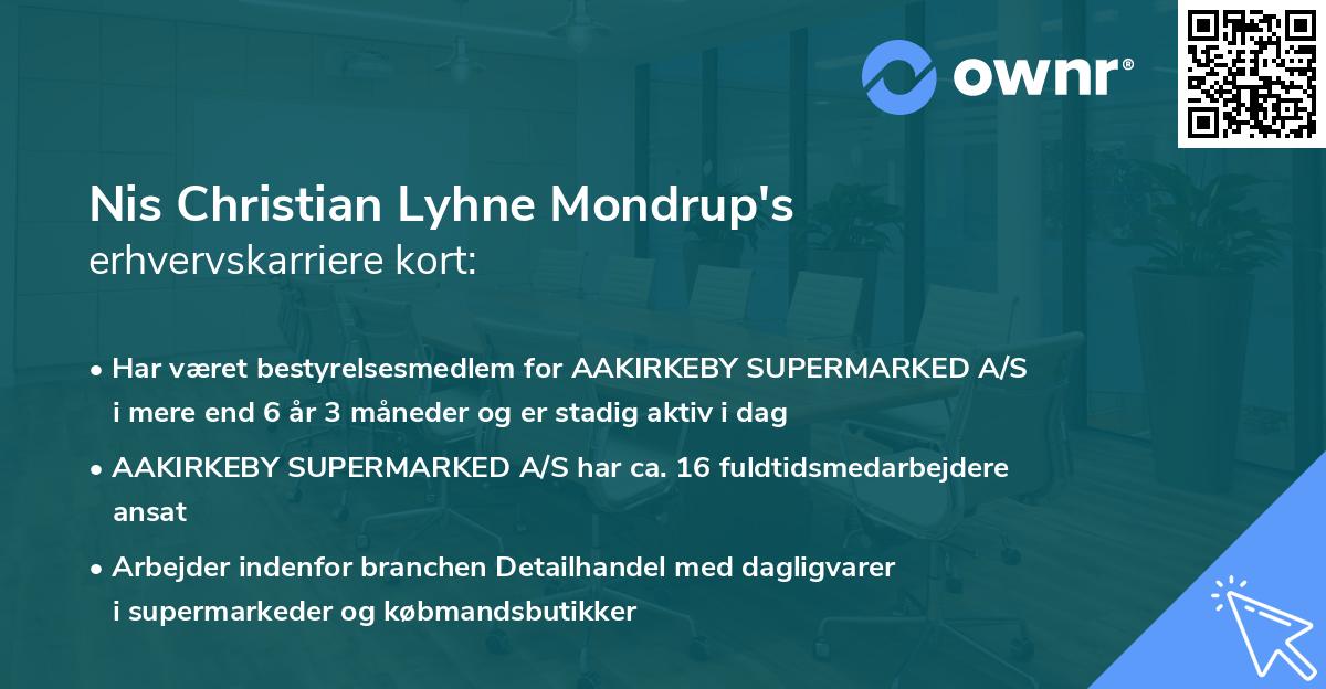 Nis Christian Lyhne Mondrup's erhvervskarriere kort