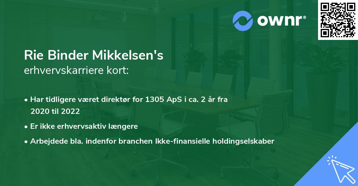 Rie Binder Mikkelsen's erhvervskarriere kort