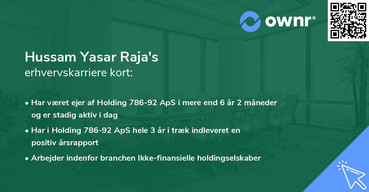 Hussam Yasar Raja's erhvervskarriere kort