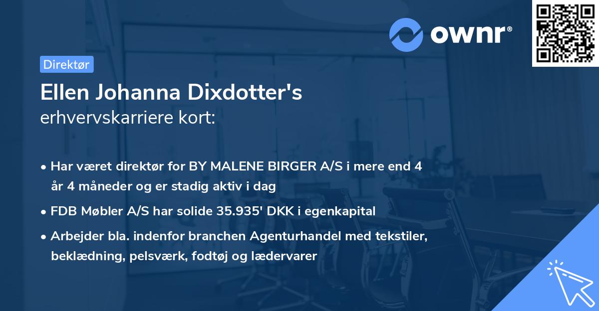 Ellen Johanna Dixdotter's erhvervskarriere kort