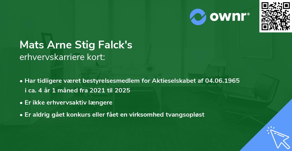 Mats Arne Stig Falck's erhvervskarriere kort