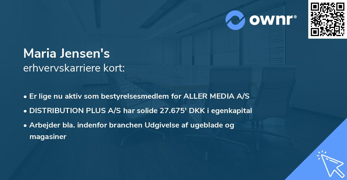 Maria Jensen's erhvervskarriere kort