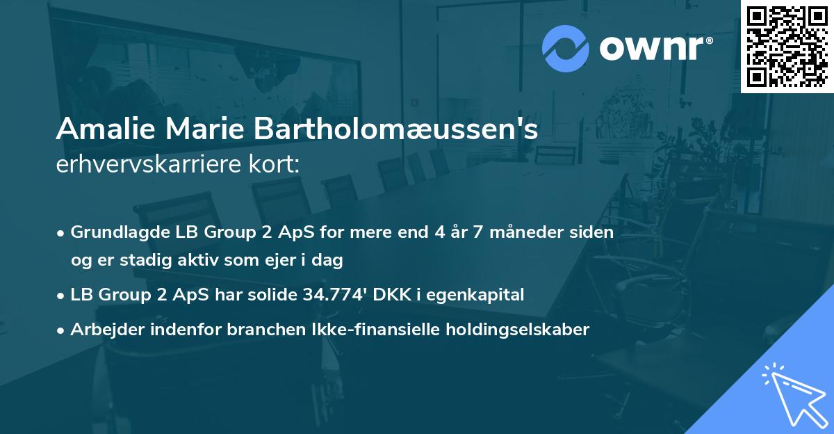Amalie Marie Bartholomæussen's erhvervskarriere kort