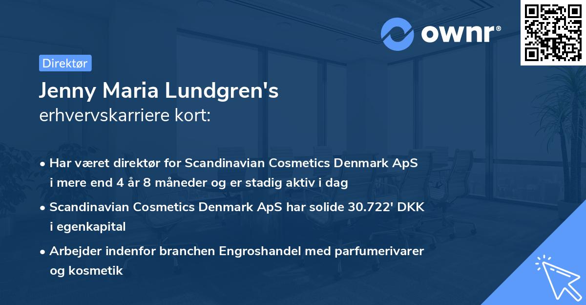 Jenny Maria Lundgren's erhvervskarriere kort