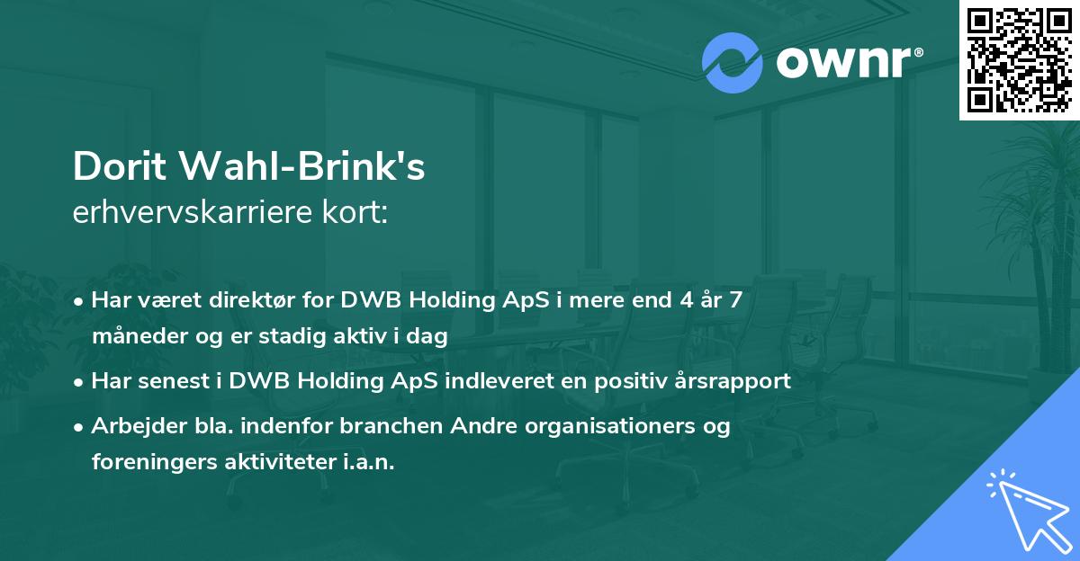 Dorit Wahl-Brink's erhvervskarriere kort