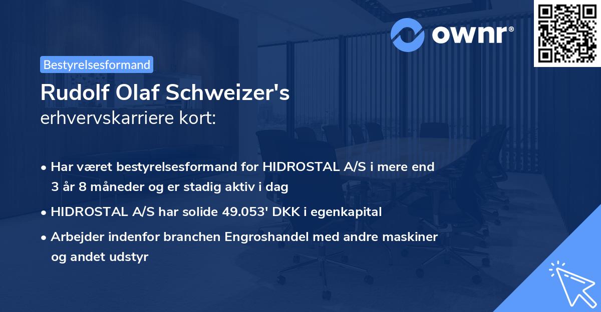Rudolf Olaf Schweizer's erhvervskarriere kort