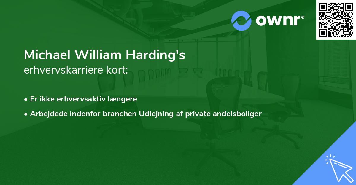 Michael William Harding's erhvervskarriere kort