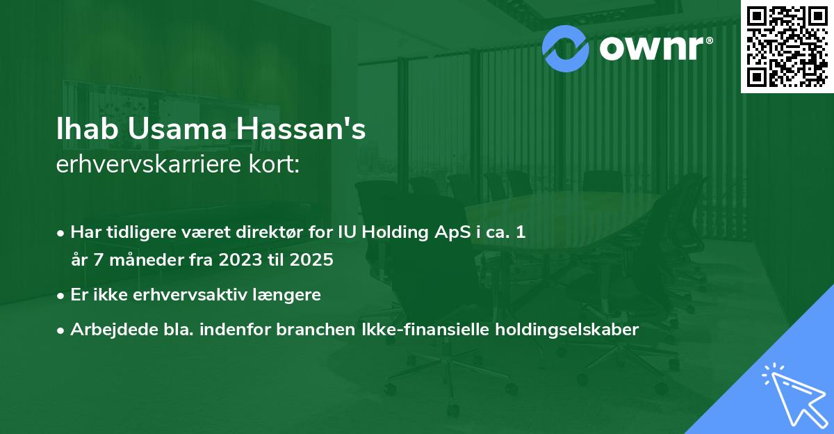 Ihab Usama Hassan's erhvervskarriere kort