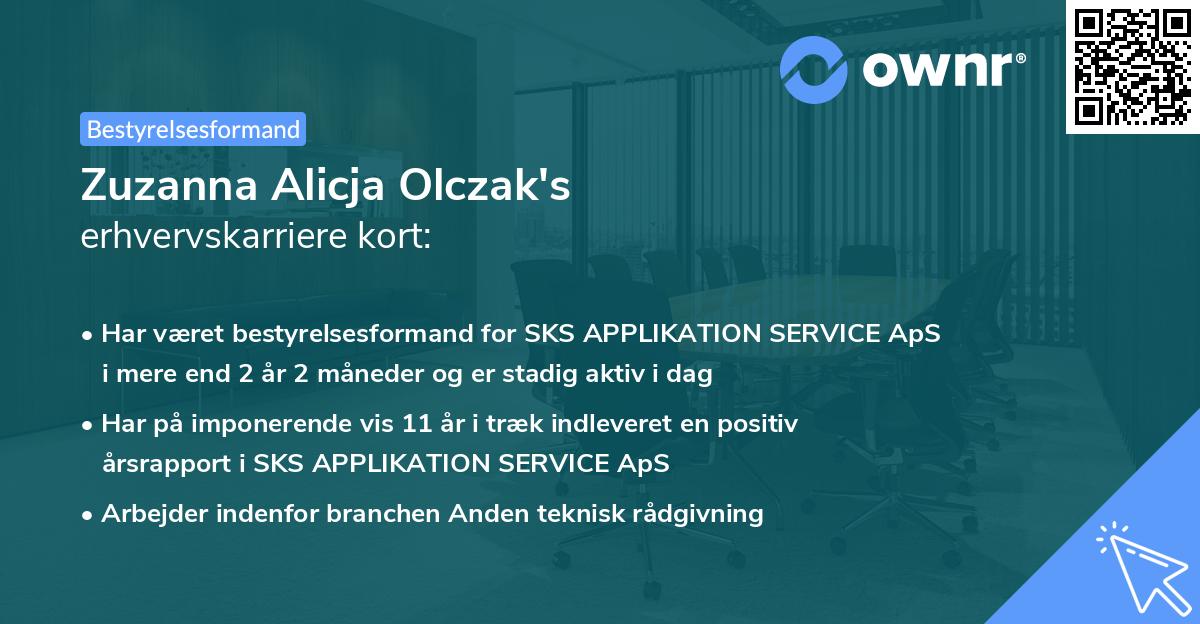 Zuzanna Alicja Olczak's erhvervskarriere kort