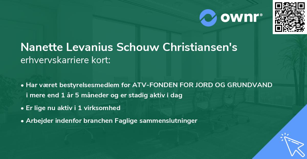 Nanette Levanius Schouw Christiansen's erhvervskarriere kort