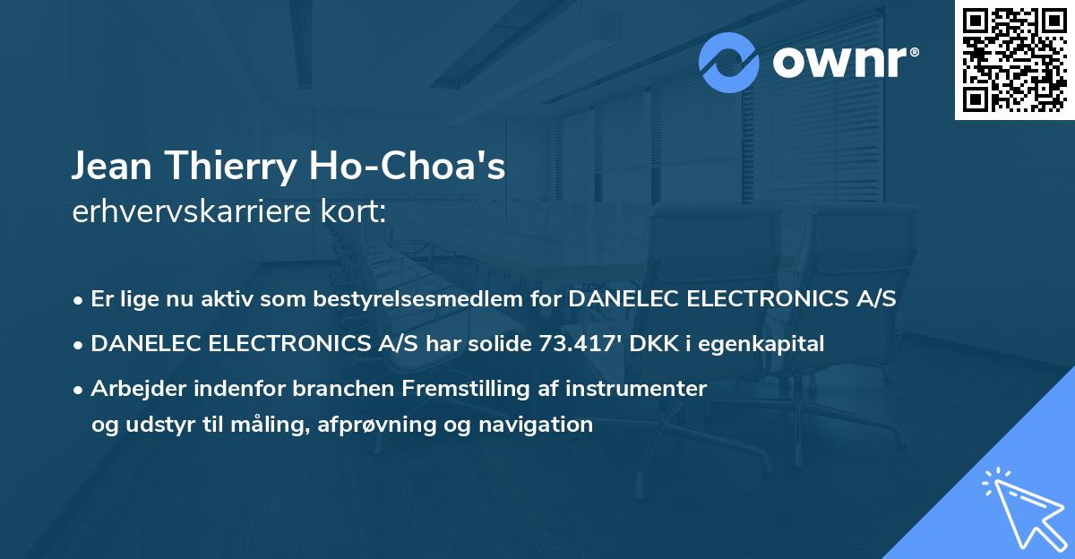 Jean Thierry Ho-Choa's erhvervskarriere kort