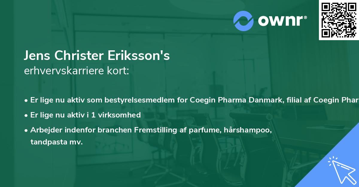Jens Christer Eriksson's erhvervskarriere kort