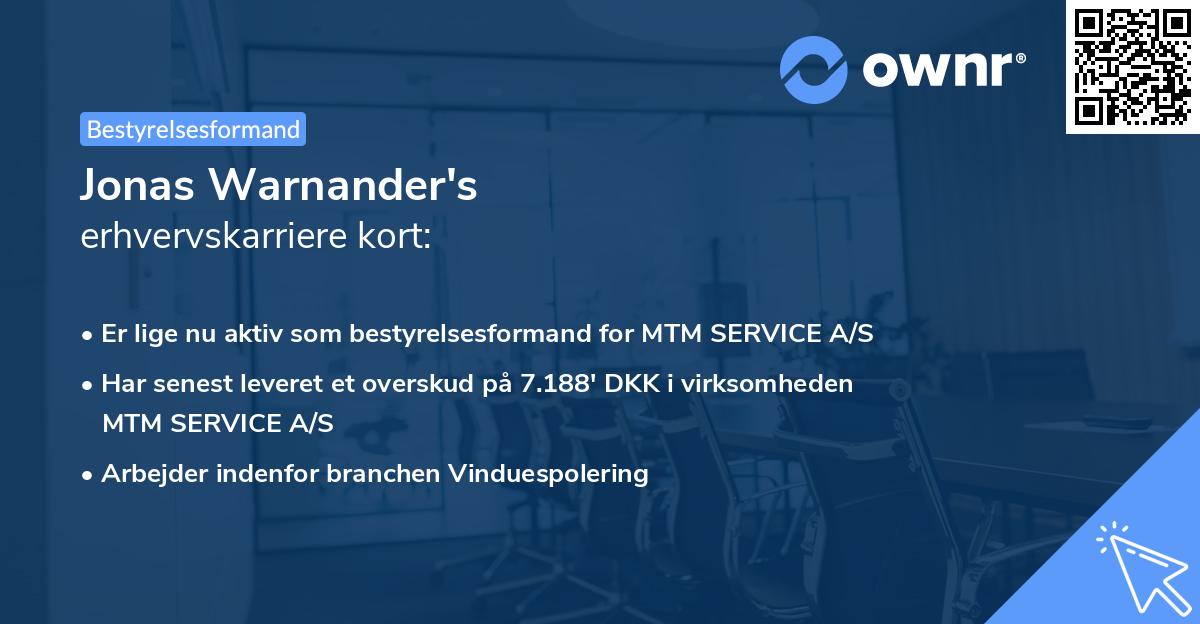 Jonas Warnander's erhvervskarriere kort