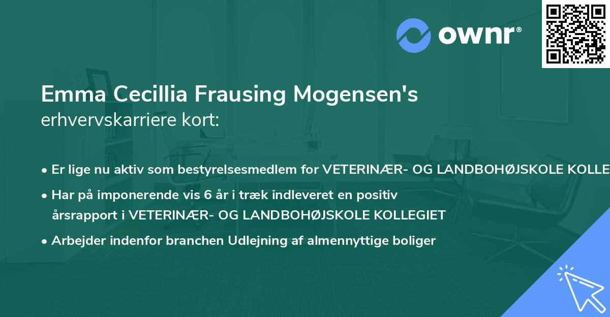 Emma Cecillia Frausing Mogensen's erhvervskarriere kort