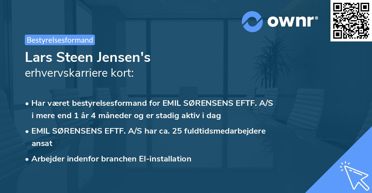 Lars Steen Jensen's erhvervskarriere kort