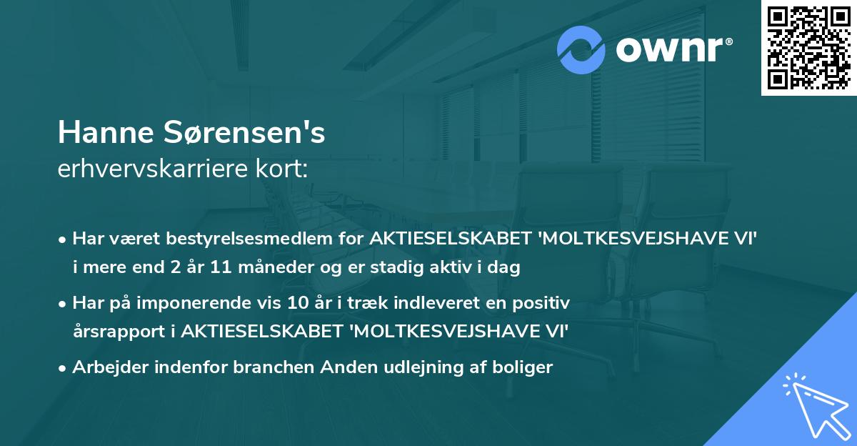 Hanne Sørensen's erhvervskarriere kort