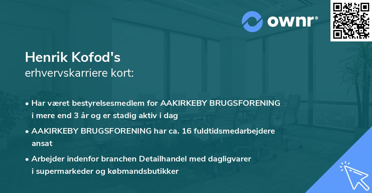Henrik Kofod's erhvervskarriere kort