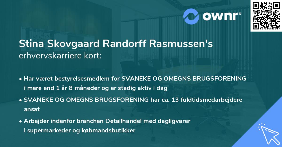 Stina Skovgaard Randorff Rasmussen's erhvervskarriere kort