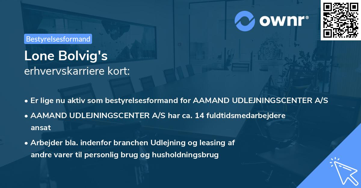 Lone Bolvig's erhvervskarriere kort