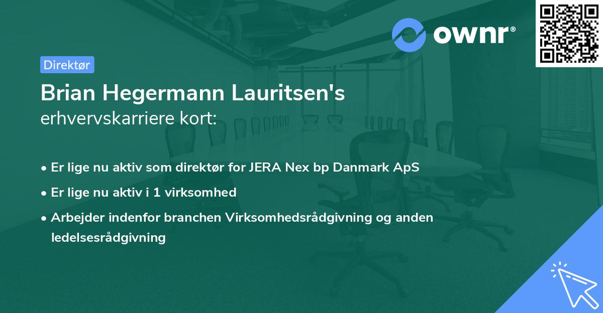 Brian Hegermann Lauritsen's erhvervskarriere kort