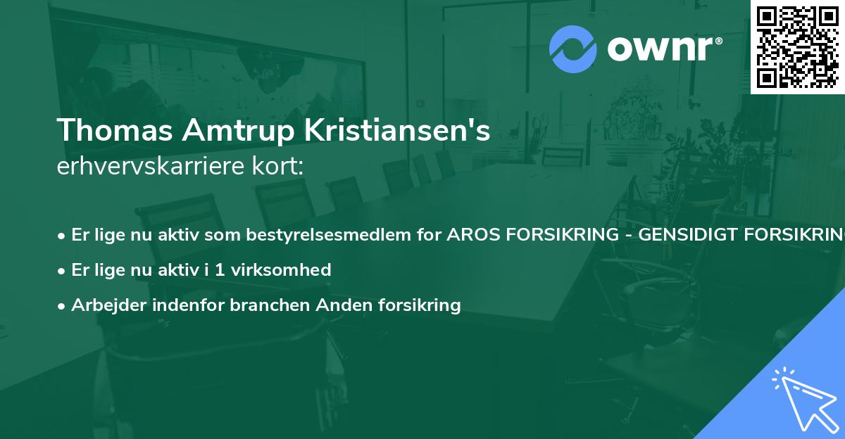 Thomas Amtrup Kristiansen's erhvervskarriere kort