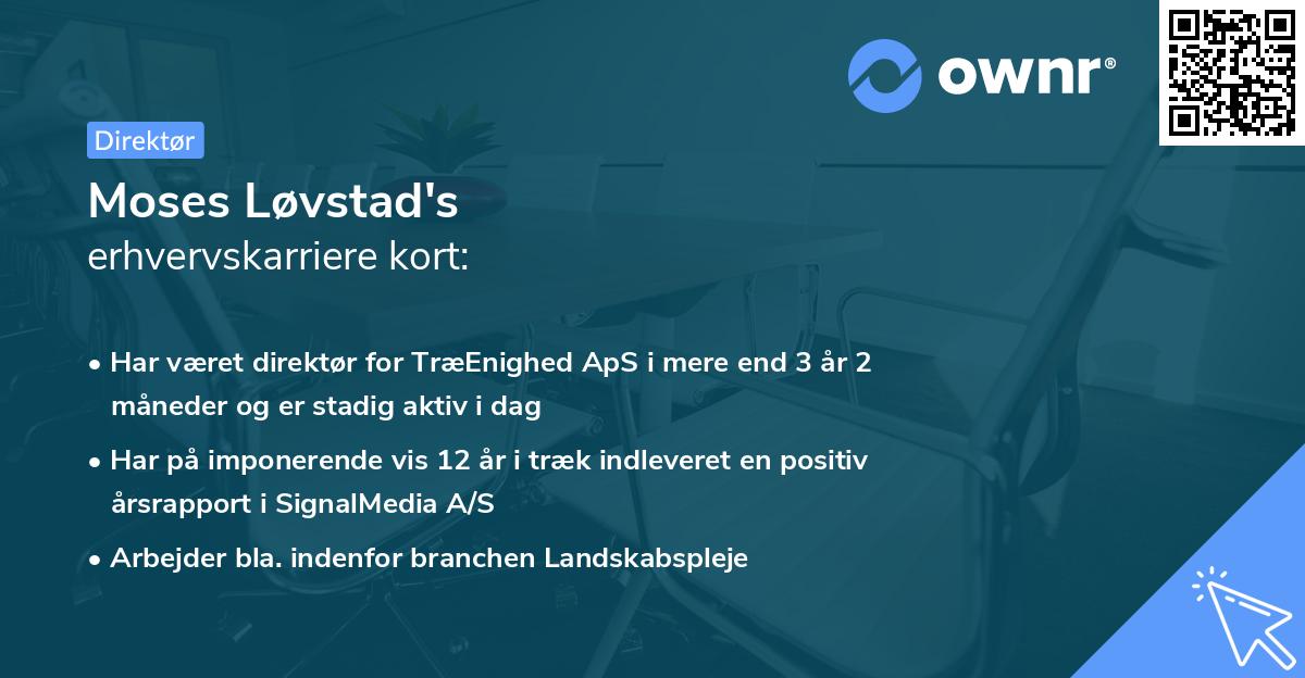 Moses Løvstad's erhvervskarriere kort