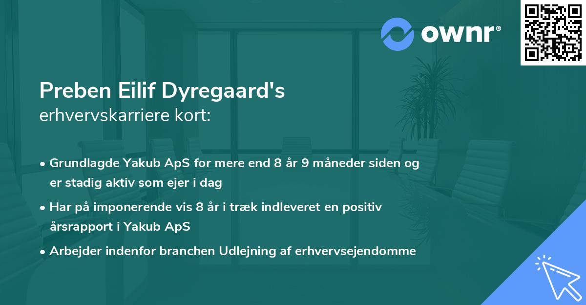 Preben Eilif Dyregaard's erhvervskarriere kort