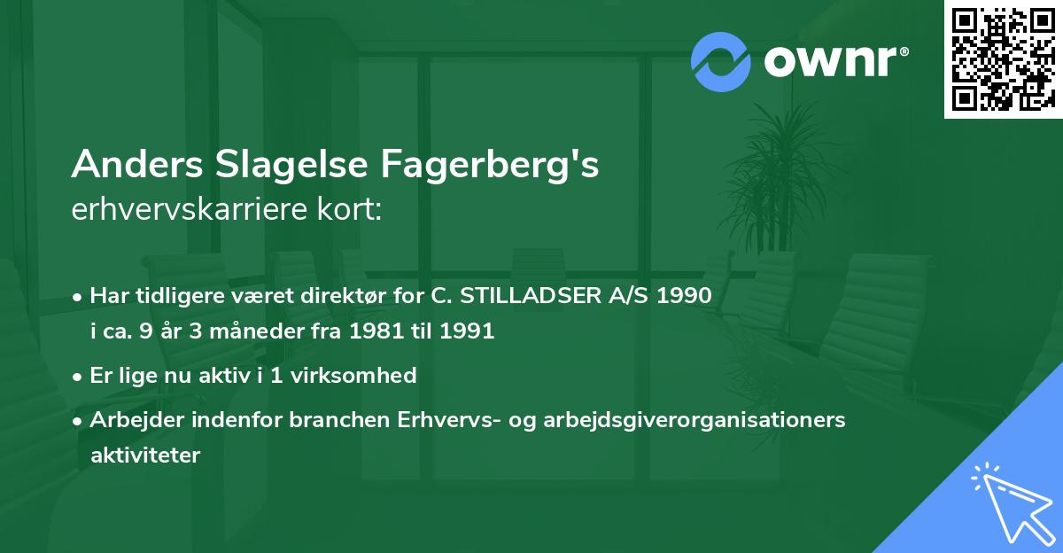 Anders Slagelse Fagerberg's erhvervskarriere kort