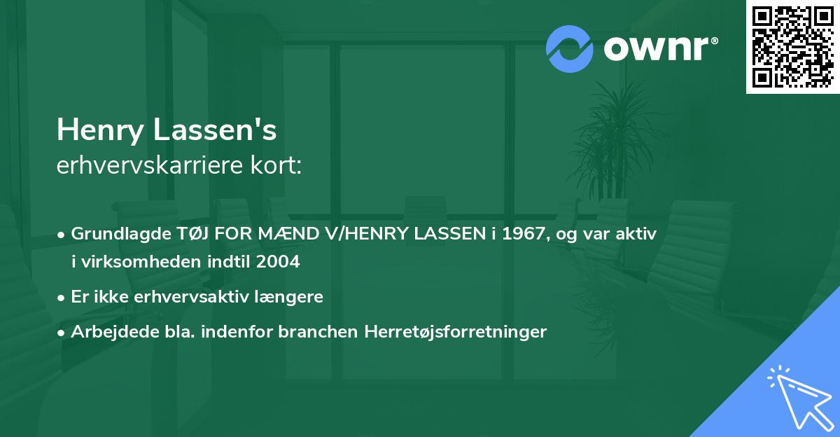 Henry Lassen's erhvervskarriere kort