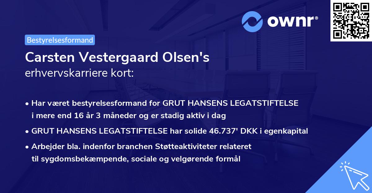Carsten Vestergaard Olsen's erhvervskarriere kort