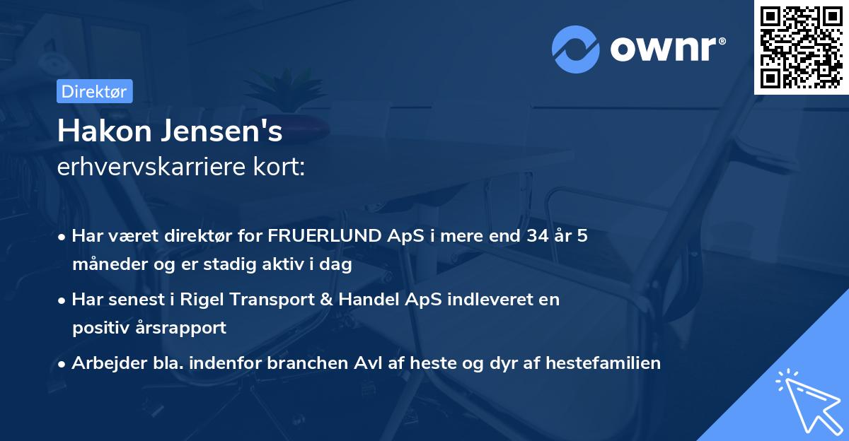 Hakon Jensen's erhvervskarriere kort