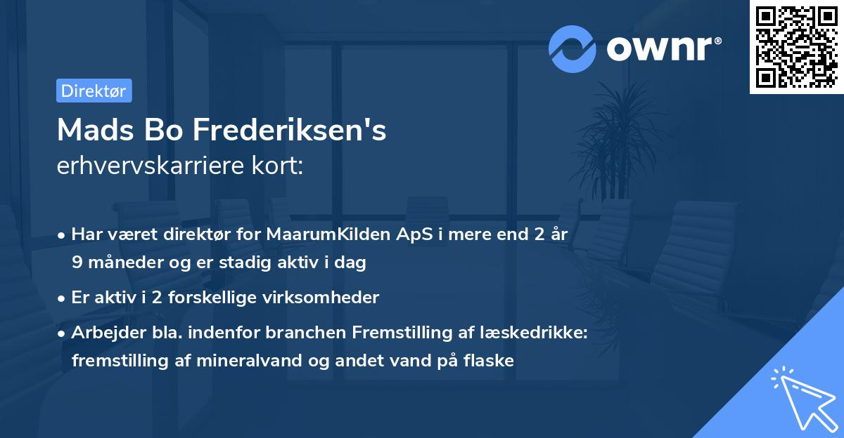 Mads Bo Frederiksen's erhvervskarriere kort