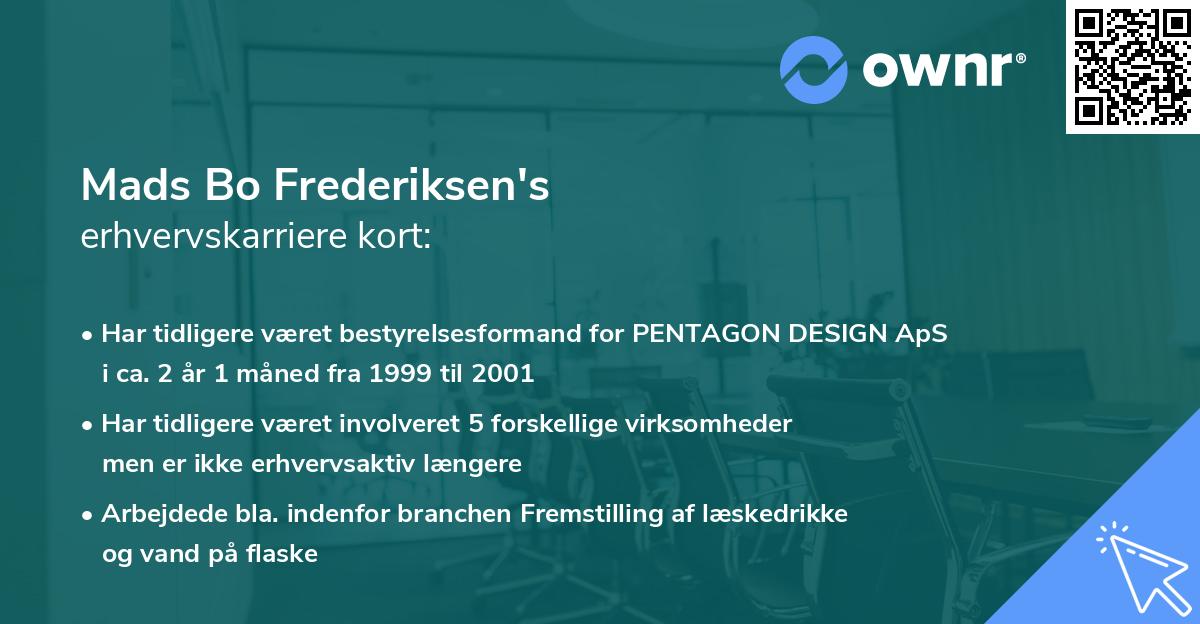 Mads Bo Frederiksen's erhvervskarriere kort