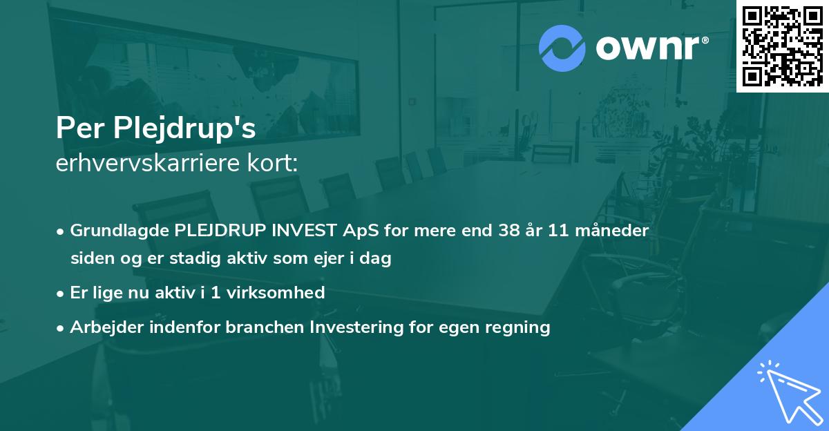 Per Plejdrup's erhvervskarriere kort