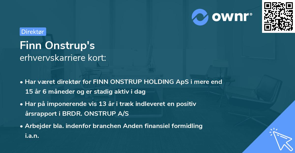 Finn Onstrup's erhvervskarriere kort
